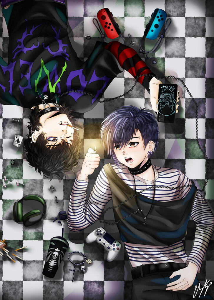 Edward (my oc) and Lollo (Ale&Cucca)